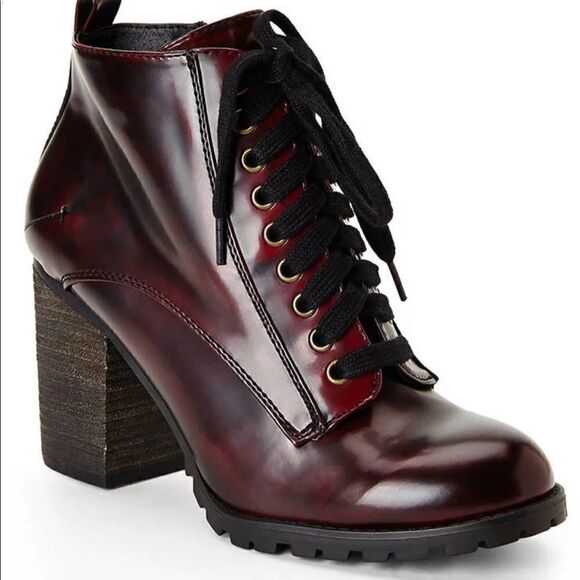 Steve Madden Burgundy Andie Lace-Up Booties size 6 - Picture 3 of 16